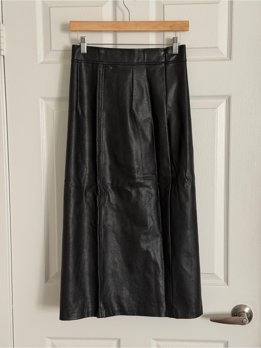 Storets | Black Faux Leather Midi Skirt